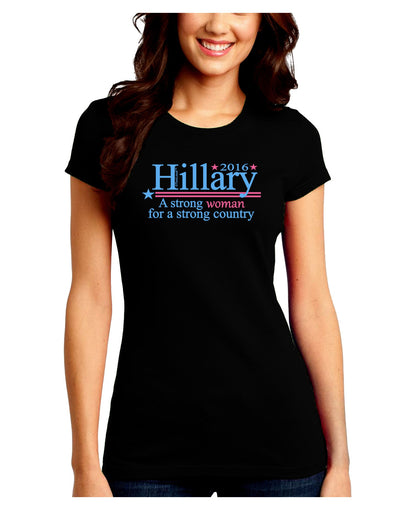 Hillary A Strong Woman Juniors Crew Dark T-Shirt-T-Shirts Juniors Tops-TooLoud-Black-Juniors Fitted Small-Davson Sales