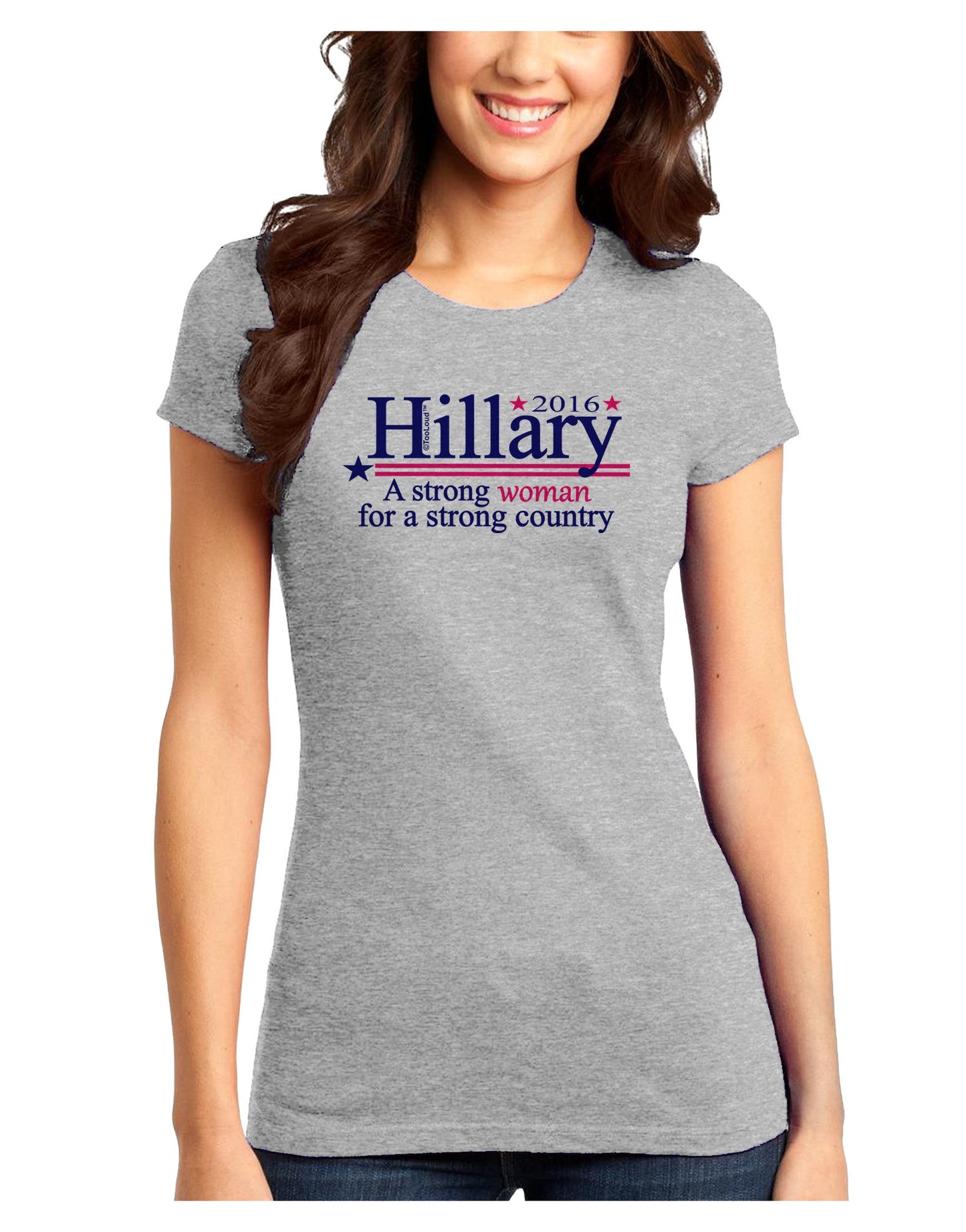 Hillary A Strong Woman Juniors T-Shirt-Womens Juniors T-Shirt-TooLoud-Ash-Gray-Juniors Fitted X-Small-Davson Sales