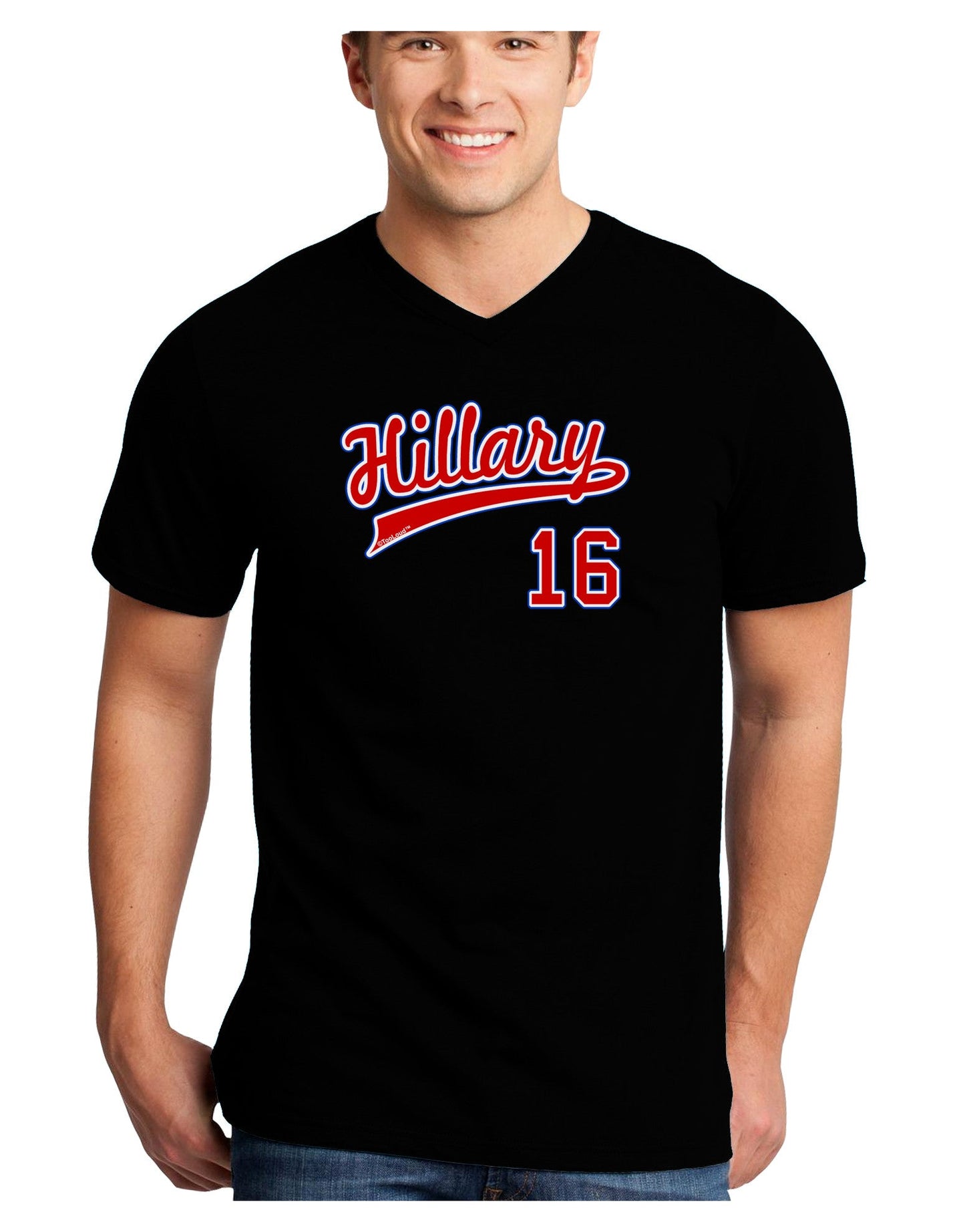 Hillary Jersey 16 Adult Dark V-Neck T-Shirt-TooLoud-Black-Small-Davson Sales