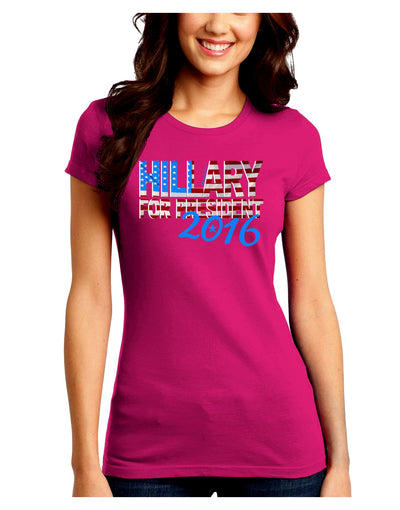 Hillary for President Flag Juniors Crew Dark T-Shirt-T-Shirts Juniors Tops-TooLoud-Hot-Pink-Juniors Fitted Small-Davson Sales