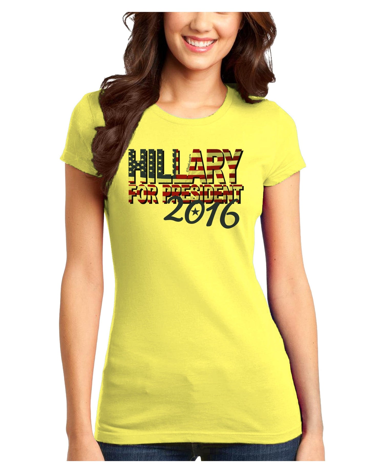 Hillary for President Flag Juniors T-Shirt-Womens Juniors T-Shirt-TooLoud-Yellow-Juniors Fitted X-Small-Davson Sales