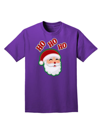 Ho Ho Ho Santa Claus Face Faux Applique Adult Dark T-Shirt-Mens T-Shirt-TooLoud-Purple-Small-Davson Sales