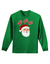 Ho Ho Ho Santa Claus Face Faux Applique Adult Long Sleeve Dark T-Shirt-TooLoud-Kelly-Green-Small-Davson Sales