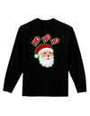 Ho Ho Ho Santa Claus Face Faux Applique Adult Long Sleeve Dark T-Shirt-TooLoud-Black-Small-Davson Sales