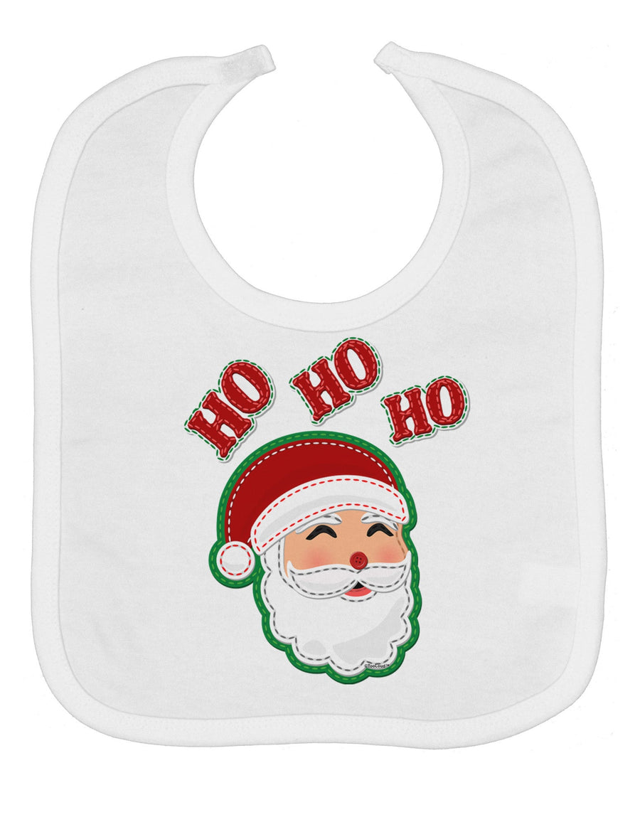 Ho Ho Ho Santa Claus Face Faux Applique Baby Bib