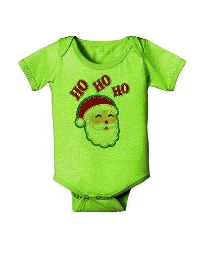Ho Ho Ho Santa Claus Face Faux Applique Baby Romper Bodysuit-Baby Romper-TooLoud-Lime-Green-06-Months-Davson Sales