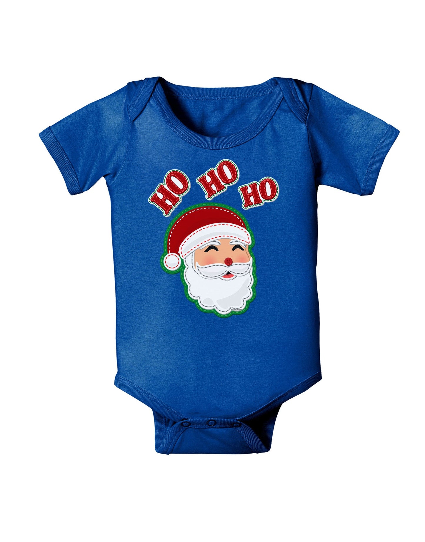 Ho Ho Ho Santa Claus Face Faux Applique Baby Romper Bodysuit Dark-Baby Romper-TooLoud-Royal-Blue-06-Months-Davson Sales