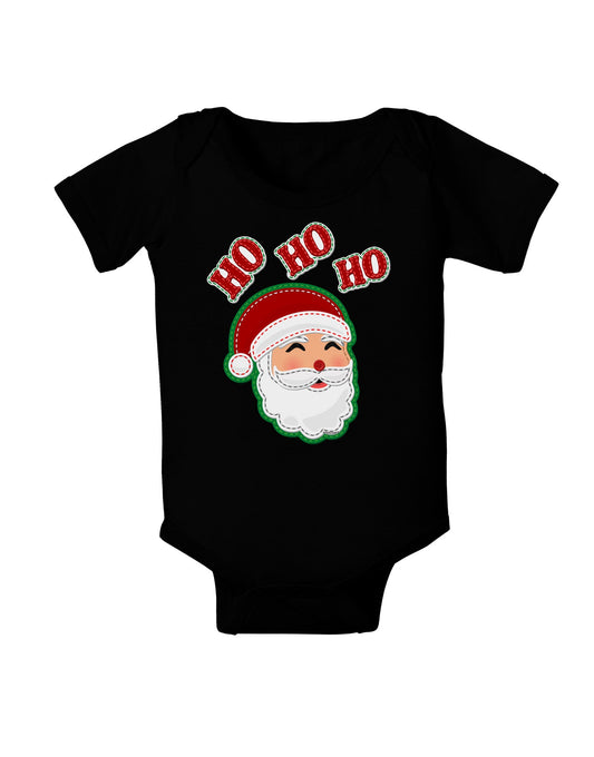 Ho Ho Ho Santa Claus Face Faux Applique Baby Romper Bodysuit Dark-Baby Romper-TooLoud-Black-06-Months-Davson Sales