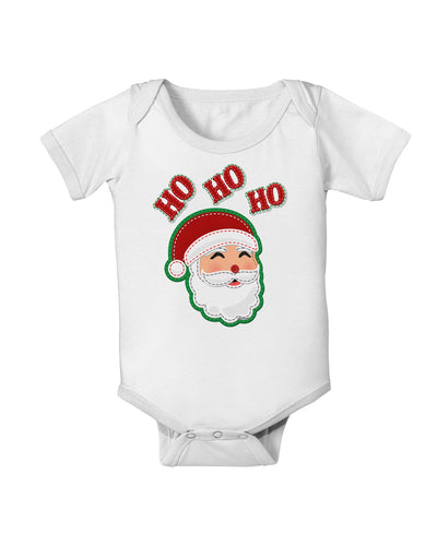Ho Ho Ho Santa Claus Face Faux Applique Baby Romper Bodysuit-Baby Romper-TooLoud-White-06-Months-Davson Sales