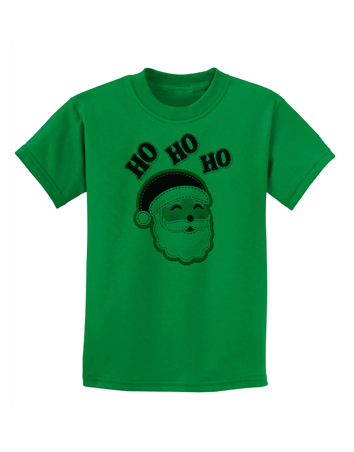 Ho Ho Ho Santa Claus Face Faux Applique Childrens T-Shirt-Childrens T-Shirt-TooLoud-Kelly-Green-X-Small-Davson Sales