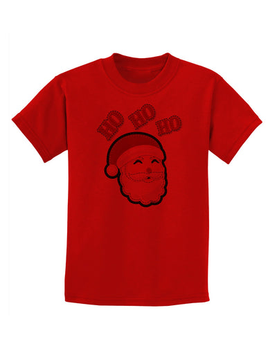 Ho Ho Ho Santa Claus Face Faux Applique Childrens T-Shirt-Childrens T-Shirt-TooLoud-Red-X-Small-Davson Sales