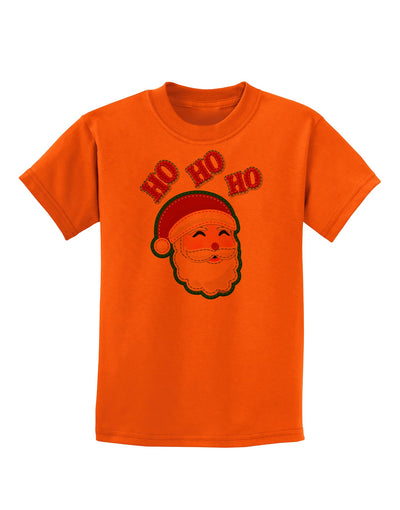 Ho Ho Ho Santa Claus Face Faux Applique Childrens T-Shirt-Childrens T-Shirt-TooLoud-Orange-X-Small-Davson Sales