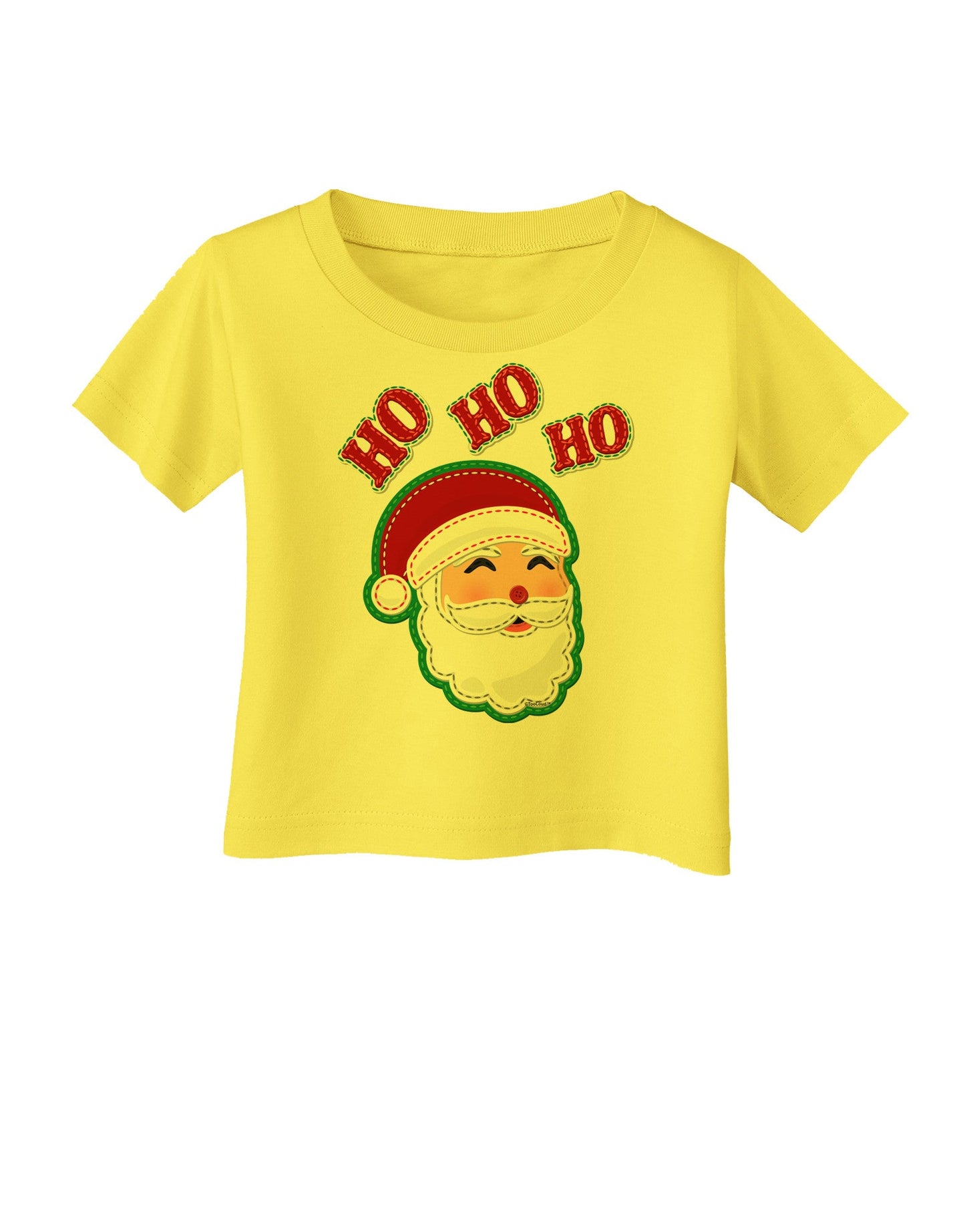 Ho Ho Ho Santa Claus Face Faux Applique Infant T-Shirt-Infant T-Shirt-TooLoud-Yellow-06-Months-Davson Sales