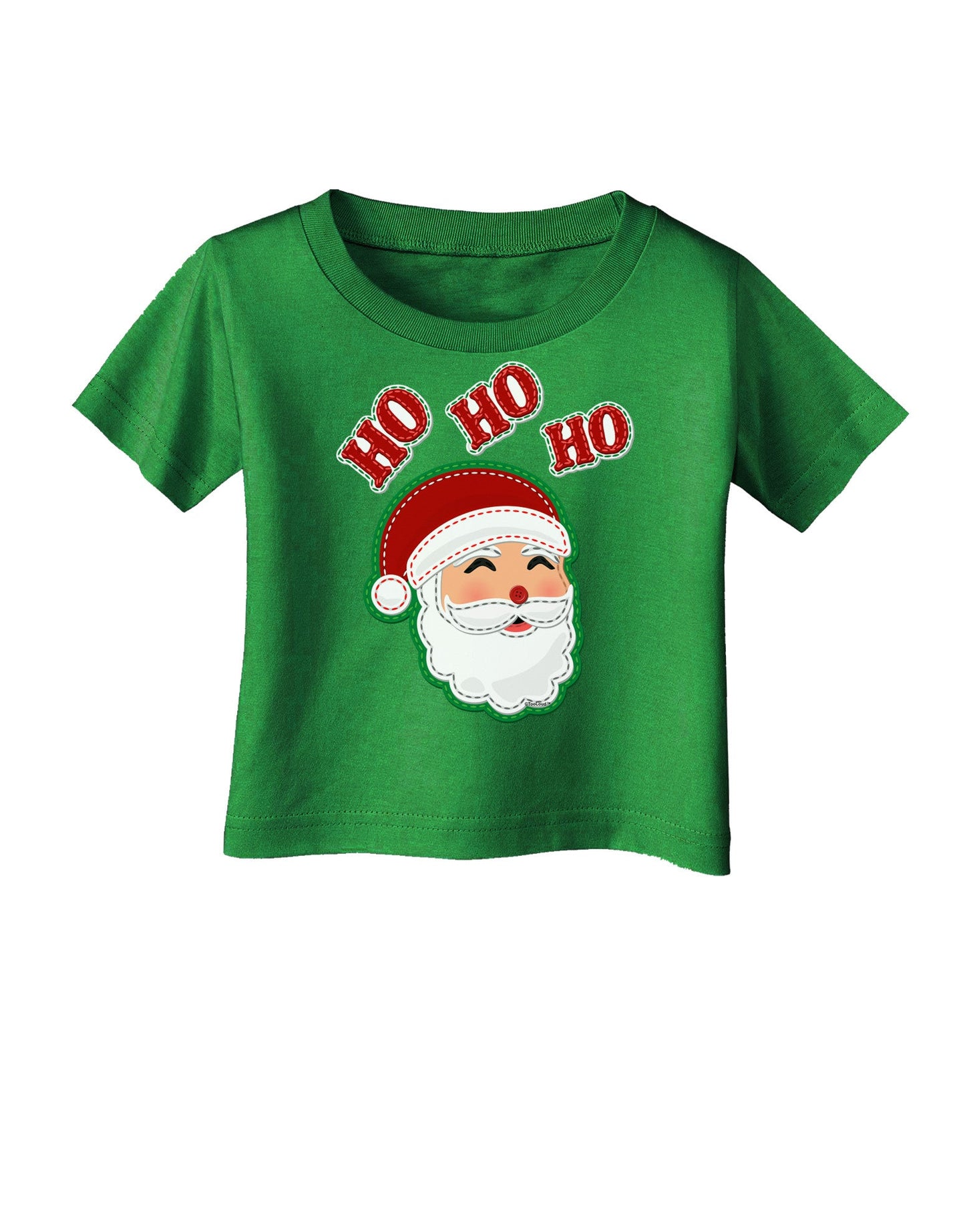 Ho Ho Ho Santa Claus Face Faux Applique Infant T-Shirt Dark-Infant T-Shirt-TooLoud-Clover-Green-06-Months-Davson Sales