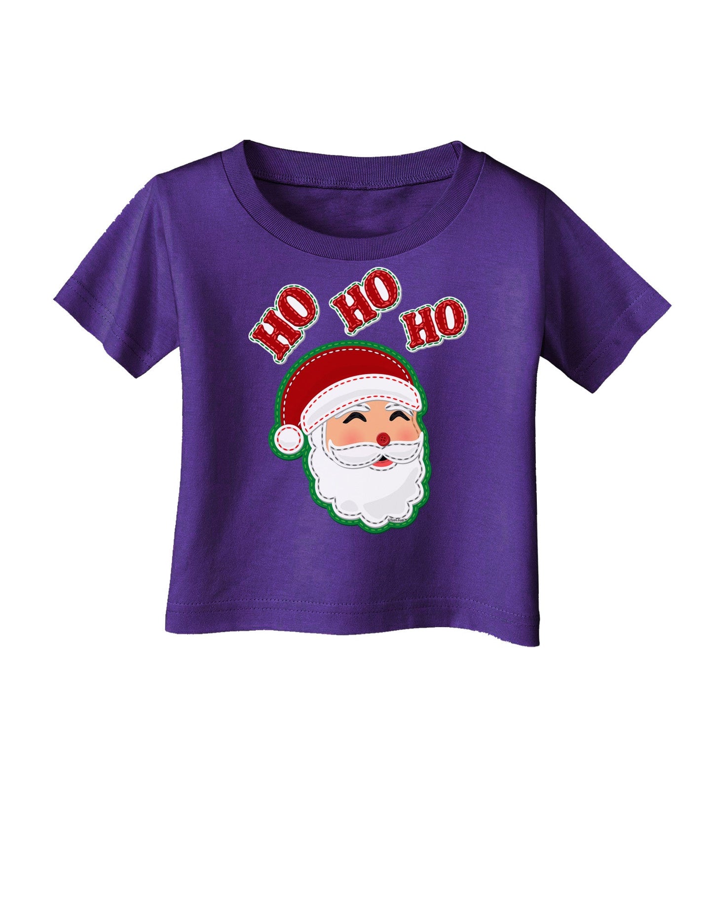 Ho Ho Ho Santa Claus Face Faux Applique Infant T-Shirt Dark-Infant T-Shirt-TooLoud-Purple-06-Months-Davson Sales