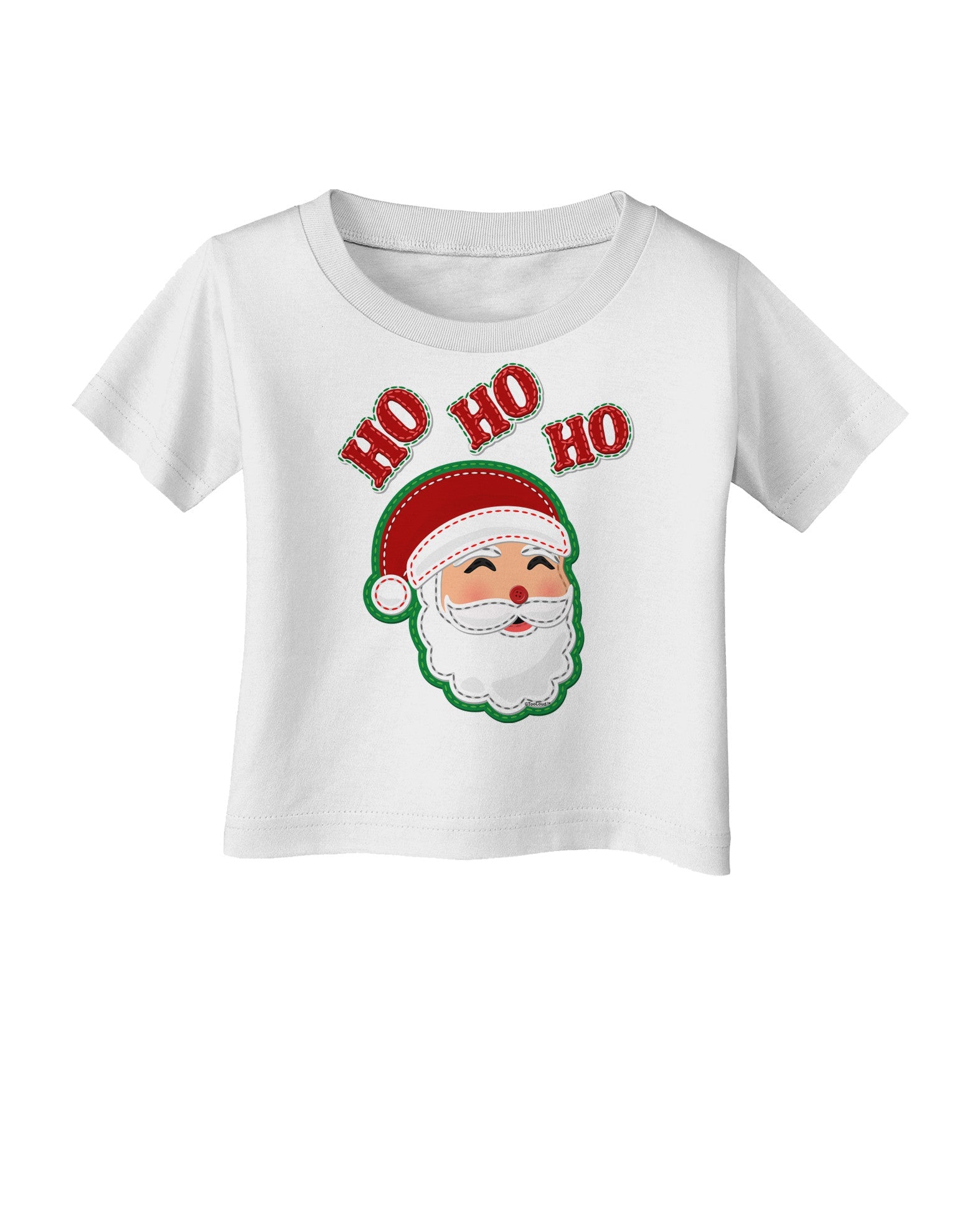Ho Ho Ho Santa Claus Face Faux Applique Infant T-Shirt-Infant T-Shirt-TooLoud-White-06-Months-Davson Sales
