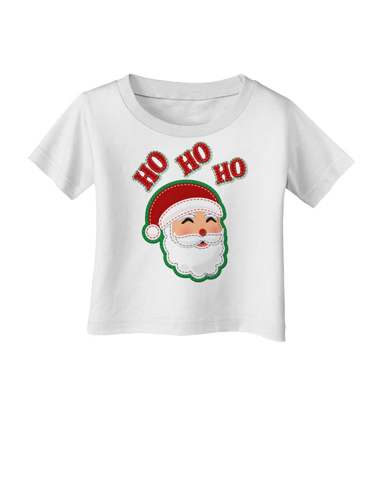 Ho Ho Ho Santa Claus Face Faux Applique Infant T-Shirt-Infant T-Shirt-TooLoud-White-06-Months-Davson Sales