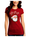 Ho Ho Ho Santa Claus Face Faux Applique Juniors Crew Dark T-Shirt-T-Shirts Juniors Tops-TooLoud-Red-Juniors Fitted Small-Davson Sales