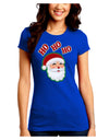 Ho Ho Ho Santa Claus Face Faux Applique Juniors Crew Dark T-Shirt-T-Shirts Juniors Tops-TooLoud-Royal-Blue-Juniors Fitted Small-Davson Sales