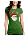 Ho Ho Ho Santa Claus Face Faux Applique Juniors Crew Dark T-Shirt-T-Shirts Juniors Tops-TooLoud-Kiwi-Green-Juniors Fitted Small-Davson Sales