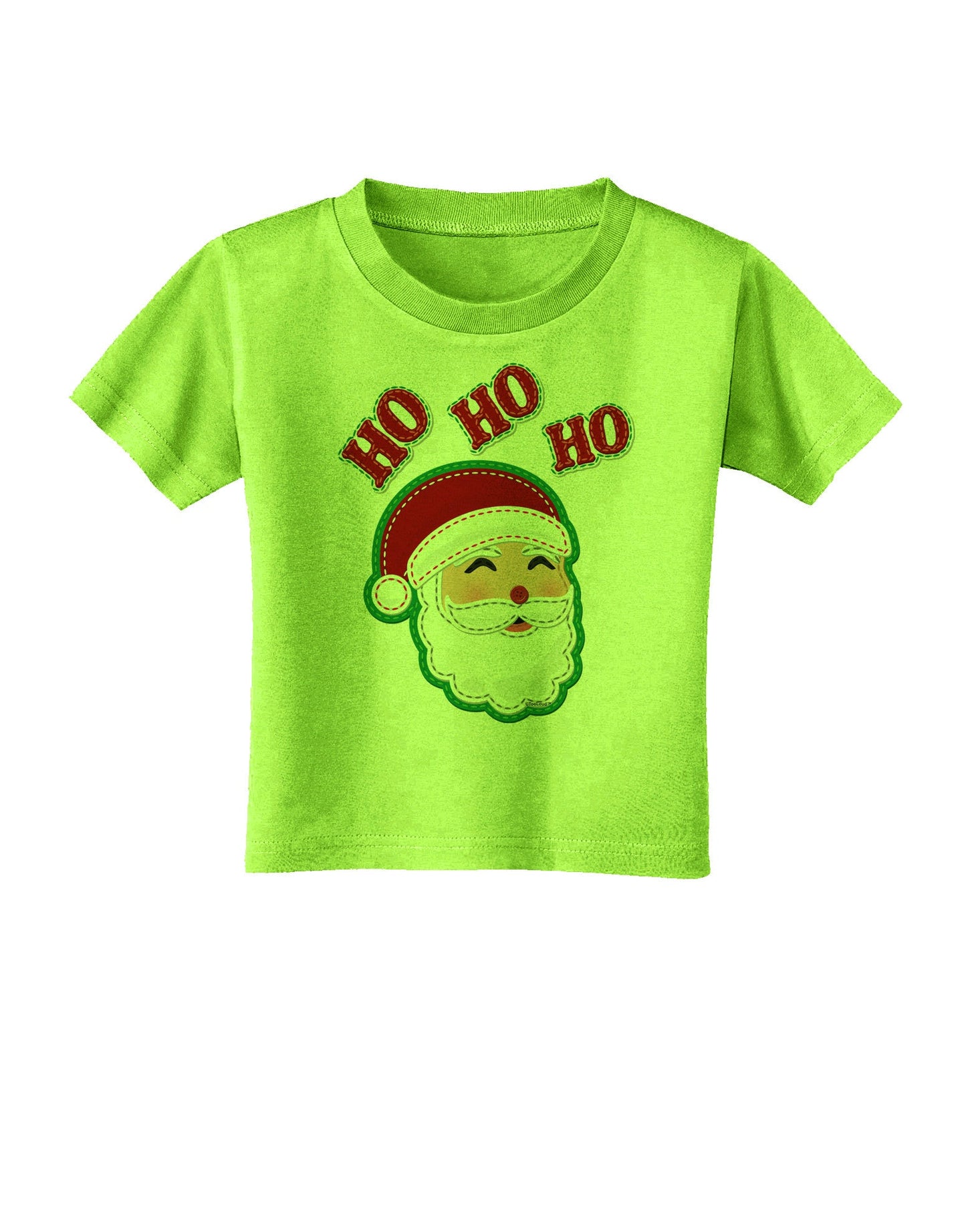 Ho Ho Ho Santa Claus Face Faux Applique Toddler T-Shirt-Toddler T-Shirt-TooLoud-Lime-Green-2T-Davson Sales