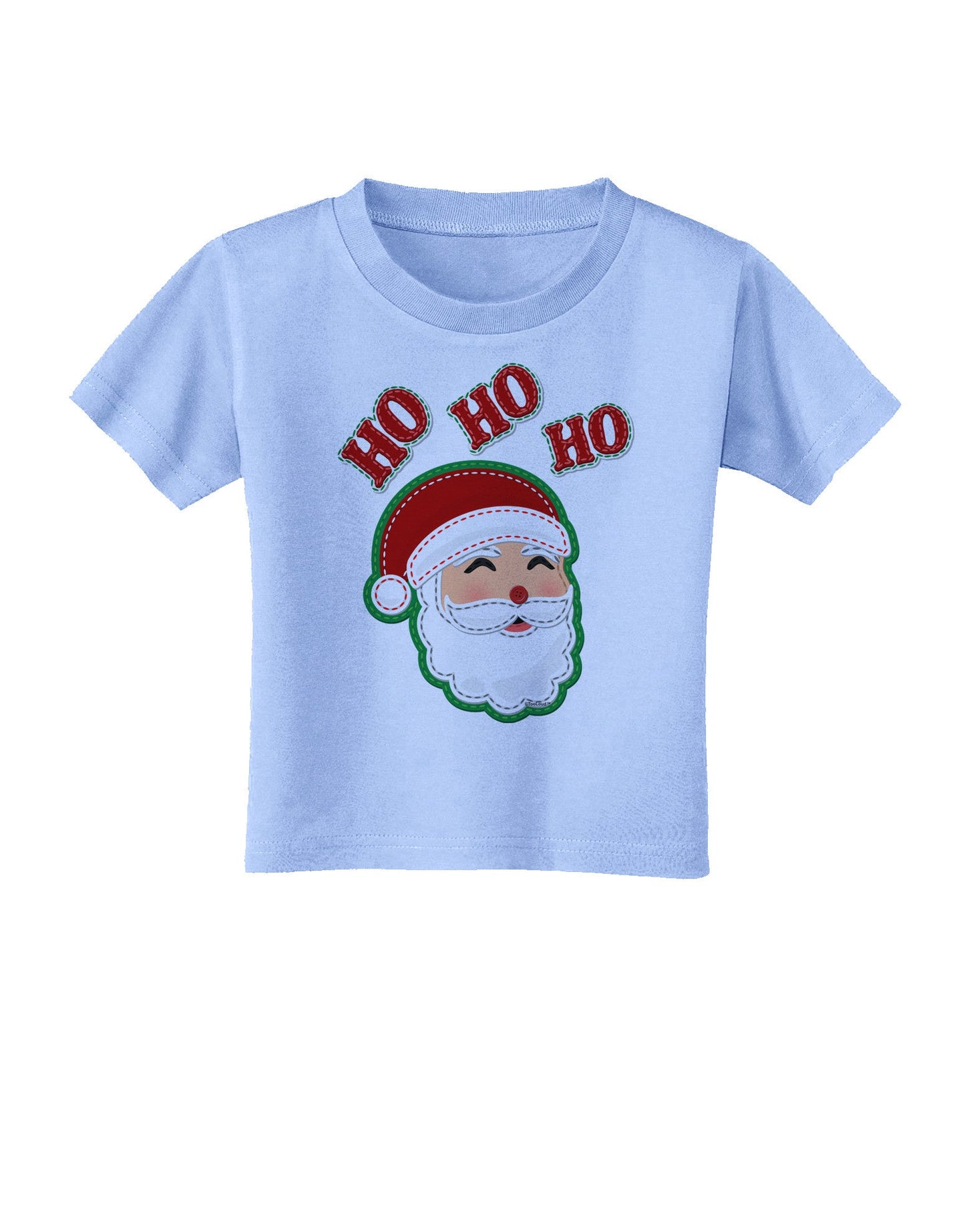 Ho Ho Ho Santa Claus Face Faux Applique Toddler T-Shirt-Toddler T-Shirt-TooLoud-Aquatic-Blue-2T-Davson Sales