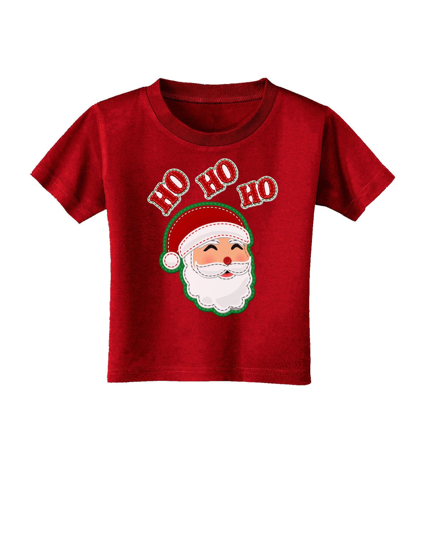 Ho Ho Ho Santa Claus Face Faux Applique Toddler T-Shirt Dark-Toddler T-Shirt-TooLoud-Red-2T-Davson Sales