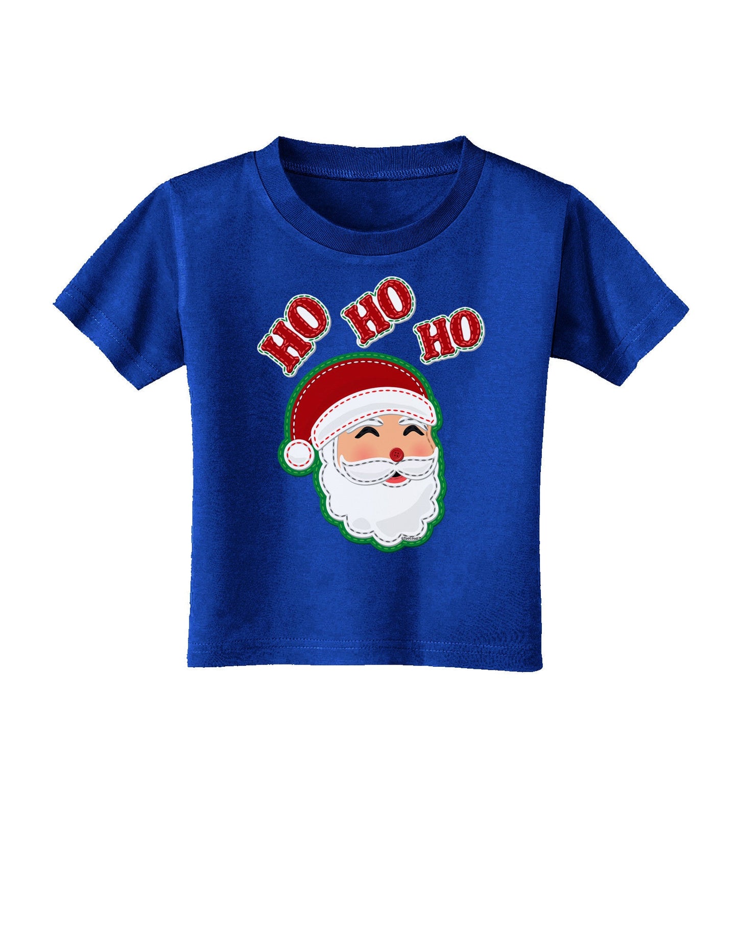 Ho Ho Ho Santa Claus Face Faux Applique Toddler T-Shirt Dark-Toddler T-Shirt-TooLoud-Royal-Blue-2T-Davson Sales