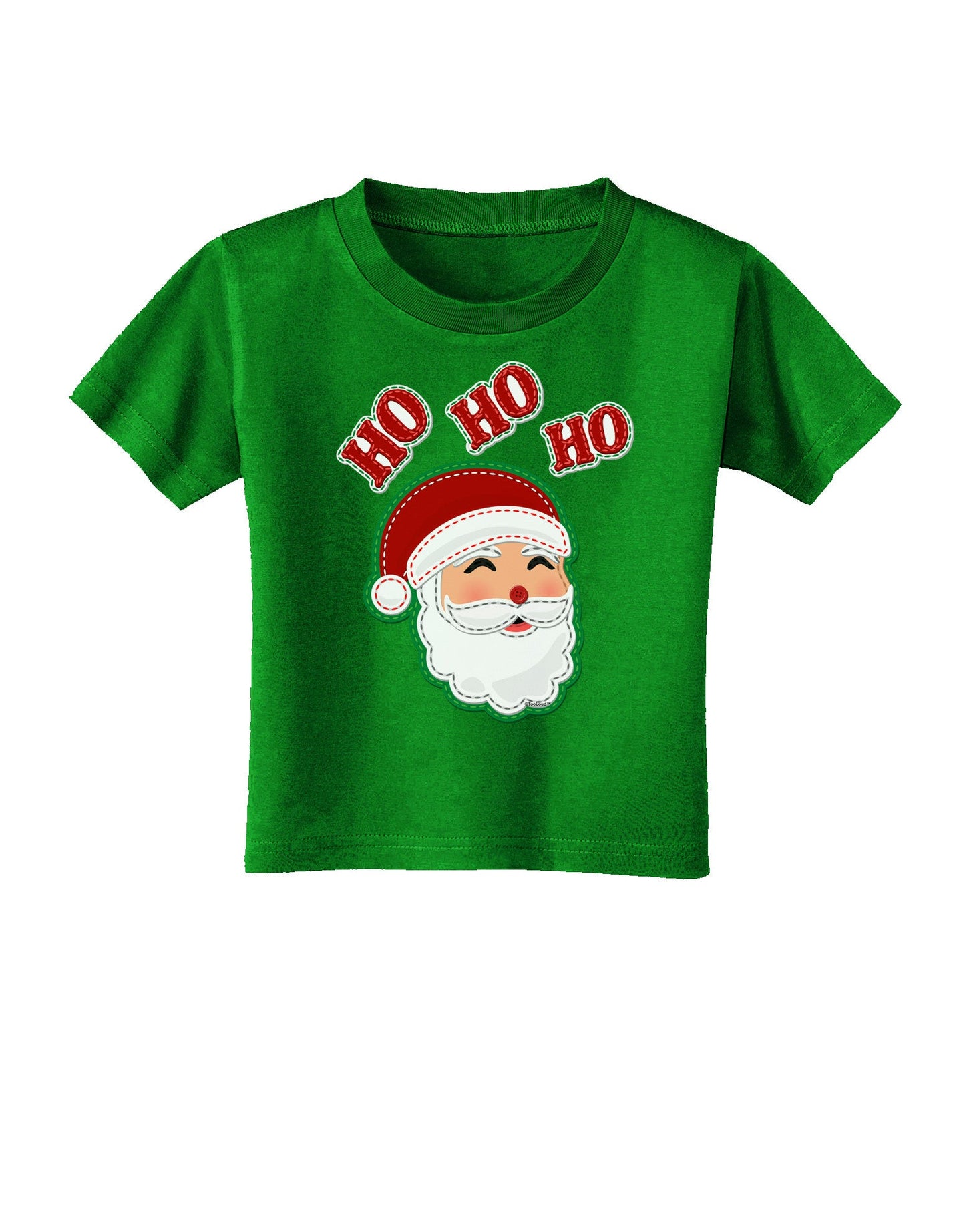 Ho Ho Ho Santa Claus Face Faux Applique Toddler T-Shirt Dark-Toddler T-Shirt-TooLoud-Clover-Green-2T-Davson Sales