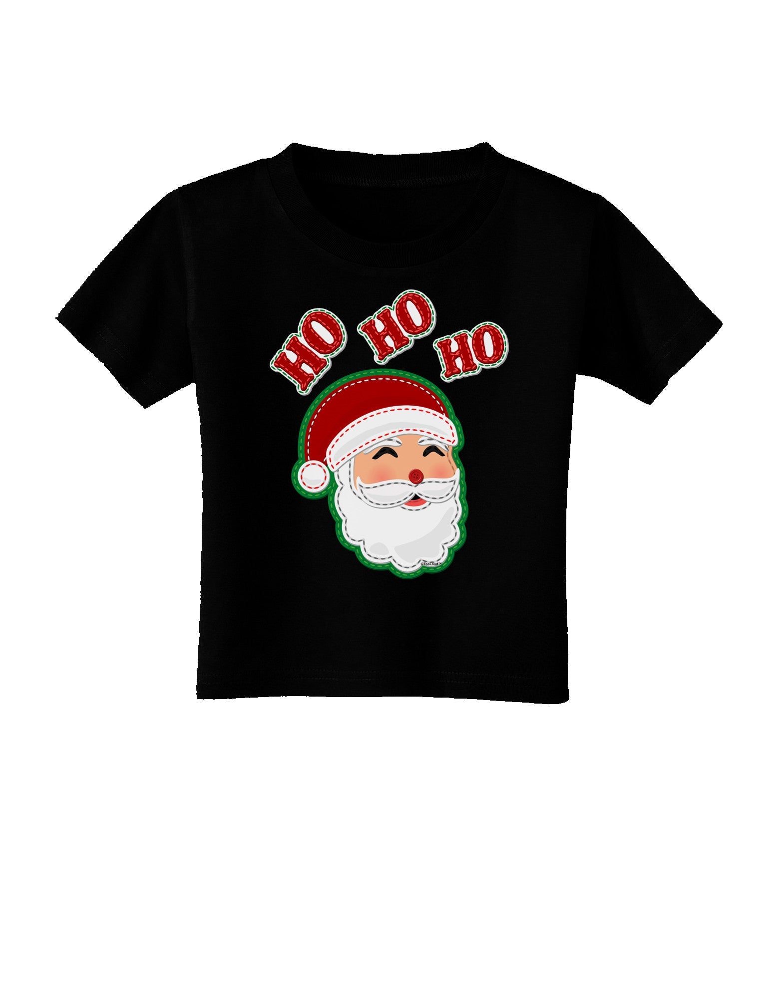 Ho Ho Ho Santa Claus Face Faux Applique Toddler T-Shirt Dark-Toddler T-Shirt-TooLoud-Black-2T-Davson Sales