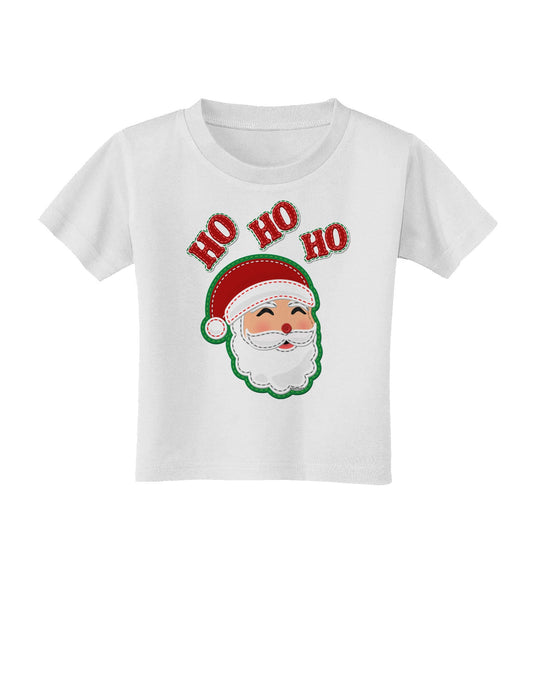 Ho Ho Ho Santa Claus Face Faux Applique Toddler T-Shirt-Toddler T-Shirt-TooLoud-White-2T-Davson Sales