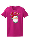 Ho Ho Ho Santa Claus Face Faux Applique Womens Dark T-Shirt-TooLoud-Hot-Pink-Small-Davson Sales