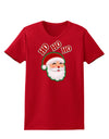 Ho Ho Ho Santa Claus Face Faux Applique Womens Dark T-Shirt-TooLoud-Red-X-Small-Davson Sales