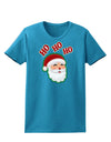 Ho Ho Ho Santa Claus Face Faux Applique Womens Dark T-Shirt-TooLoud-Turquoise-X-Small-Davson Sales