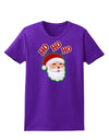 Ho Ho Ho Santa Claus Face Faux Applique Womens Dark T-Shirt-TooLoud-Purple-X-Small-Davson Sales