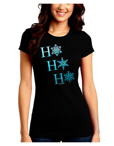 Ho Ho Ho Snowflakes Juniors Crew Dark T-Shirt-T-Shirts Juniors Tops-TooLoud-Black-Juniors Fitted Small-Davson Sales