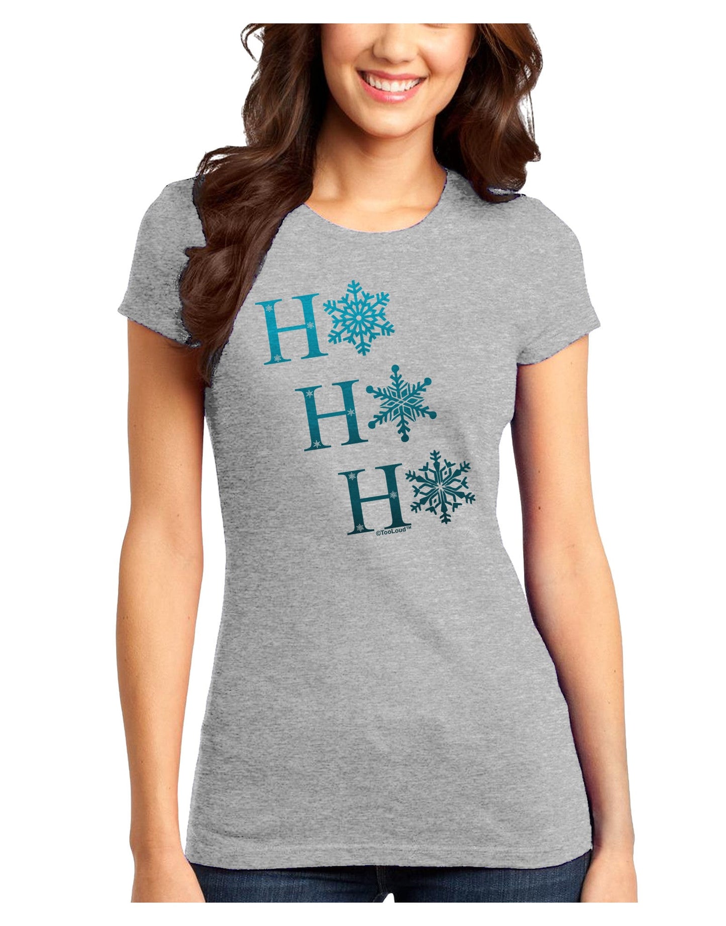 Ho Ho Ho Snowflakes Juniors T-Shirt-Womens Juniors T-Shirt-TooLoud-Ash-Gray-Juniors Fitted X-Small-Davson Sales