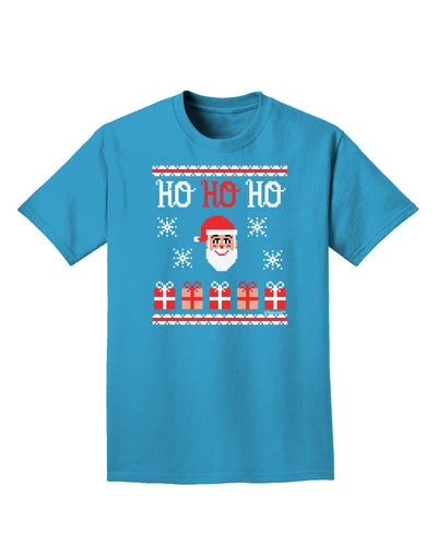 Ho Ho Ho Ugly Christmas Sweater Adult Dark T-Shirt-Mens T-Shirt-TooLoud-Turquoise-Small-Davson Sales
