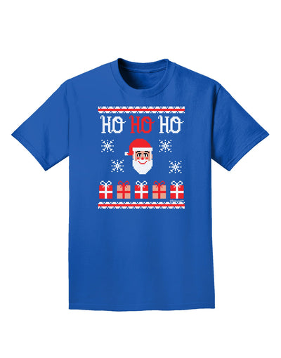 Ho Ho Ho Ugly Christmas Sweater Adult Dark T-Shirt-Mens T-Shirt-TooLoud-Royal-Blue-Small-Davson Sales