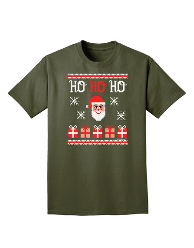Ho Ho Ho Ugly Christmas Sweater Adult Dark T-Shirt-Mens T-Shirt-TooLoud-Military-Green-Small-Davson Sales