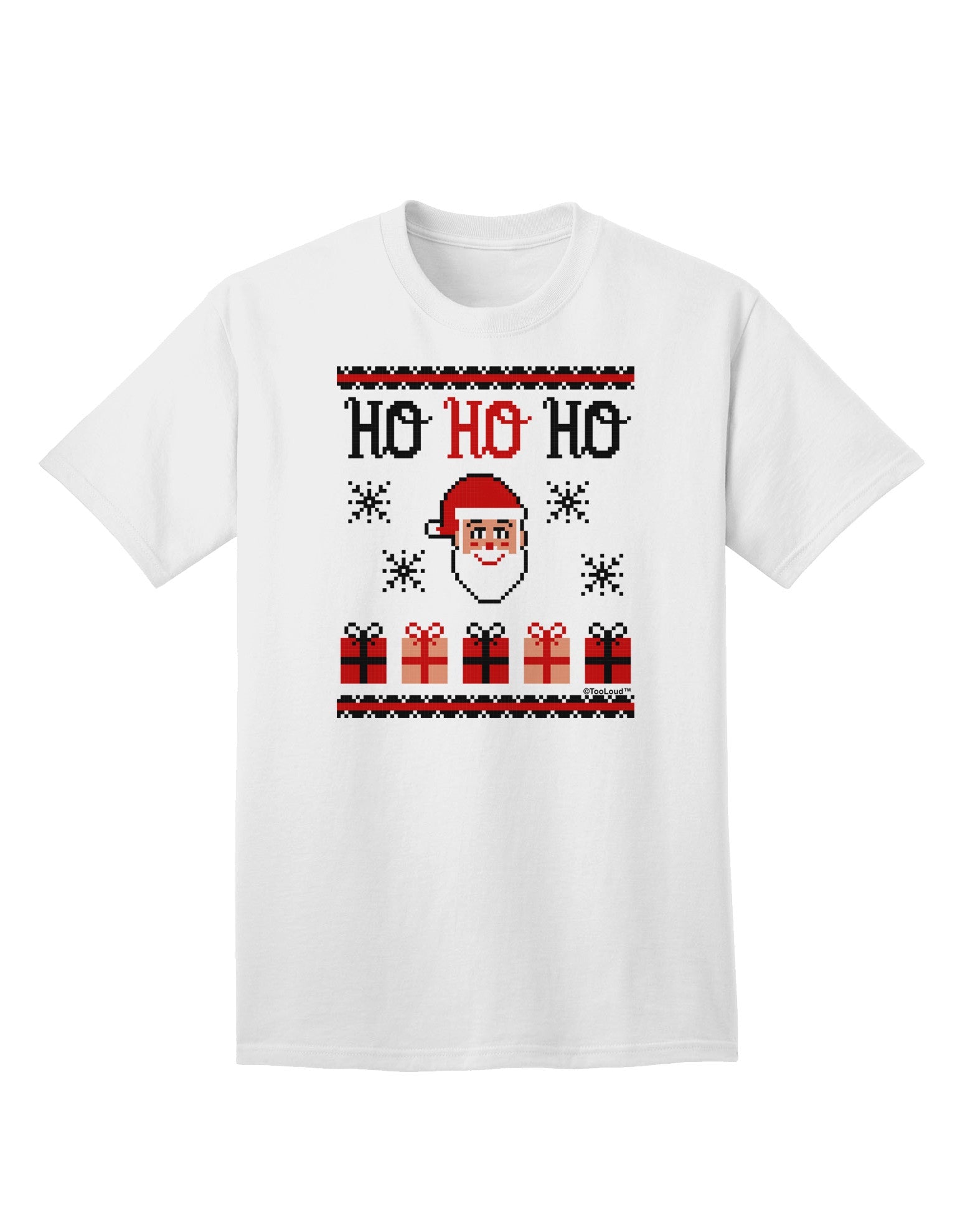 Ho Ho Ho Ugly Christmas Sweater Adult T-Shirt-Mens T-Shirt-TooLoud-White-Small-Davson Sales