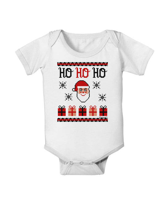 Ho Ho Ho Ugly Christmas Sweater Baby Romper Bodysuit-Baby Romper-TooLoud-White-06-Months-Davson Sales