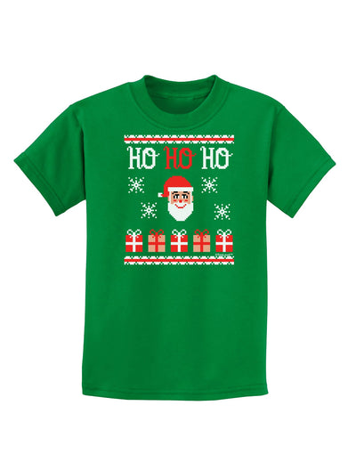 Ho Ho Ho Ugly Christmas Sweater Childrens Dark T-Shirt-Childrens T-Shirt-TooLoud-Kelly-Green-X-Small-Davson Sales