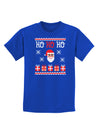 Ho Ho Ho Ugly Christmas Sweater Childrens Dark T-Shirt-Childrens T-Shirt-TooLoud-Royal-Blue-X-Small-Davson Sales
