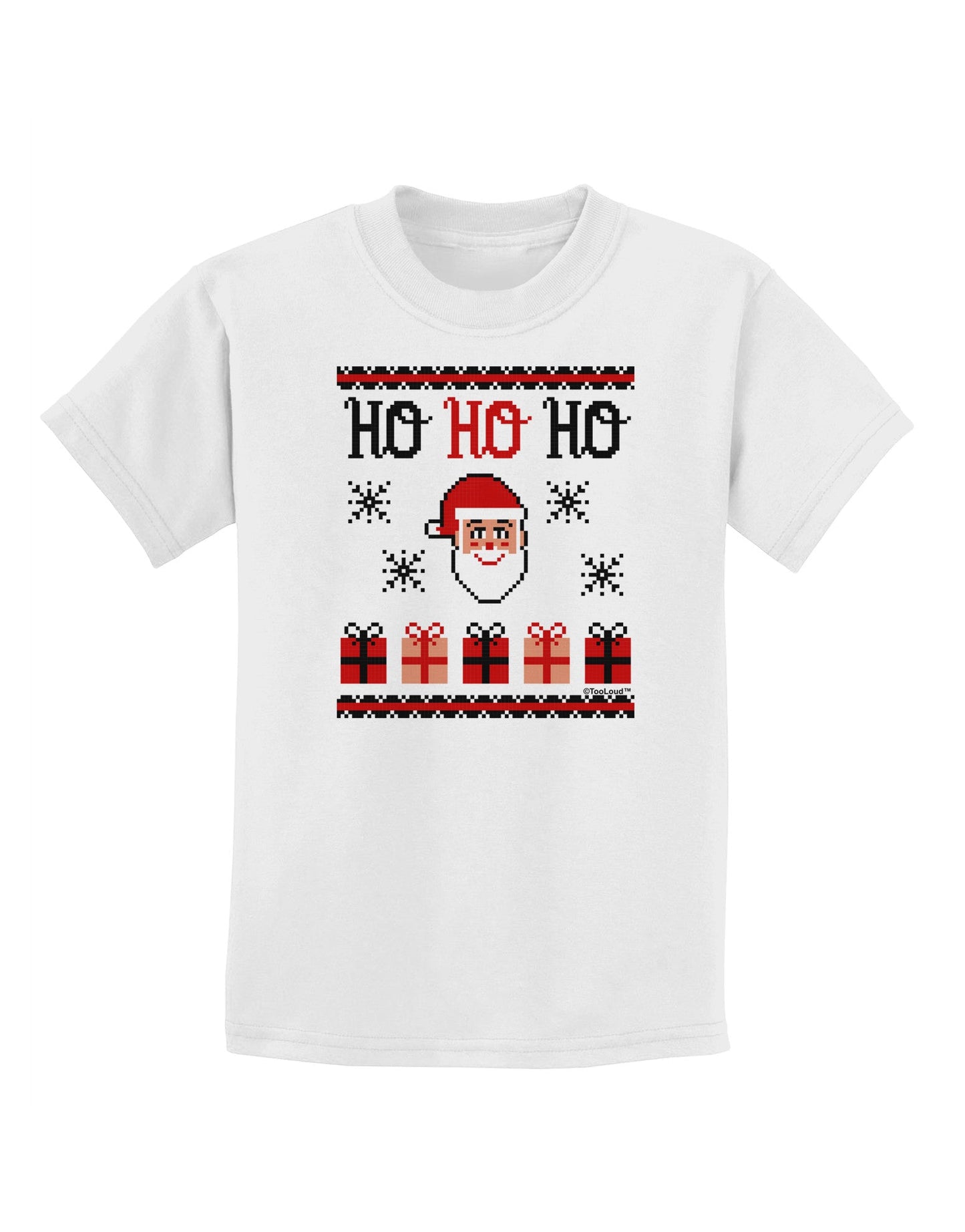 Ho Ho Ho Ugly Christmas Sweater Childrens T-Shirt-Childrens T-Shirt-TooLoud-White-X-Small-Davson Sales