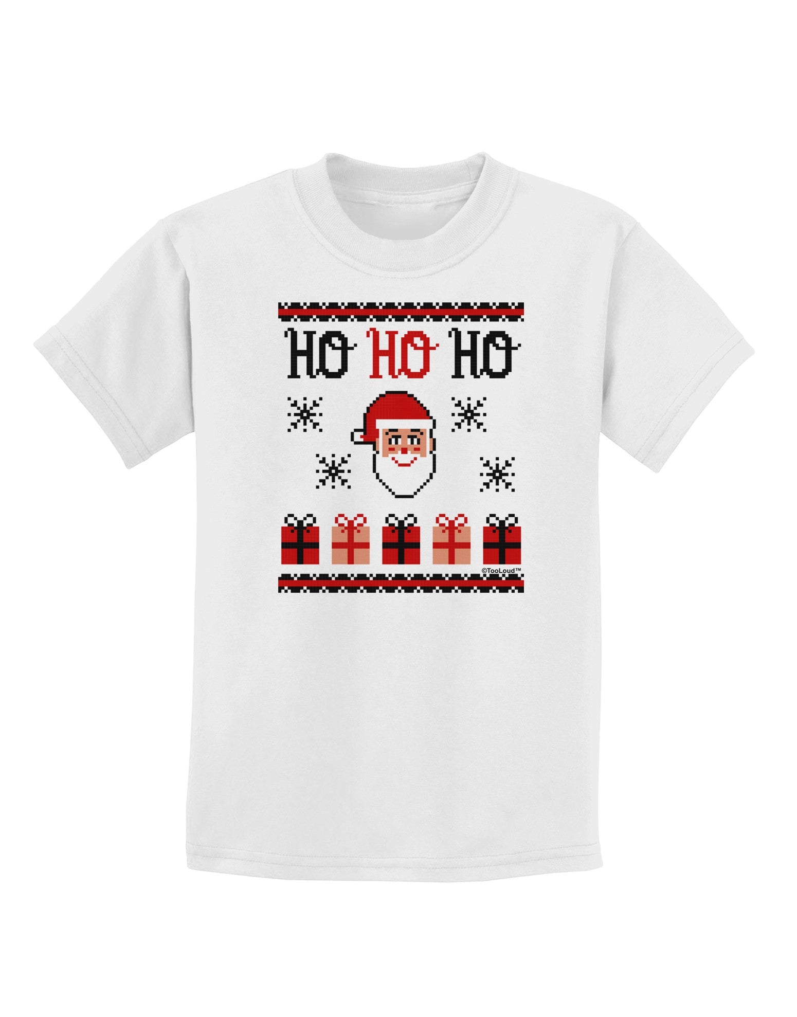 Ho Ho Ho Ugly Christmas Sweater Childrens T-Shirt-Childrens T-Shirt-TooLoud-White-X-Small-Davson Sales