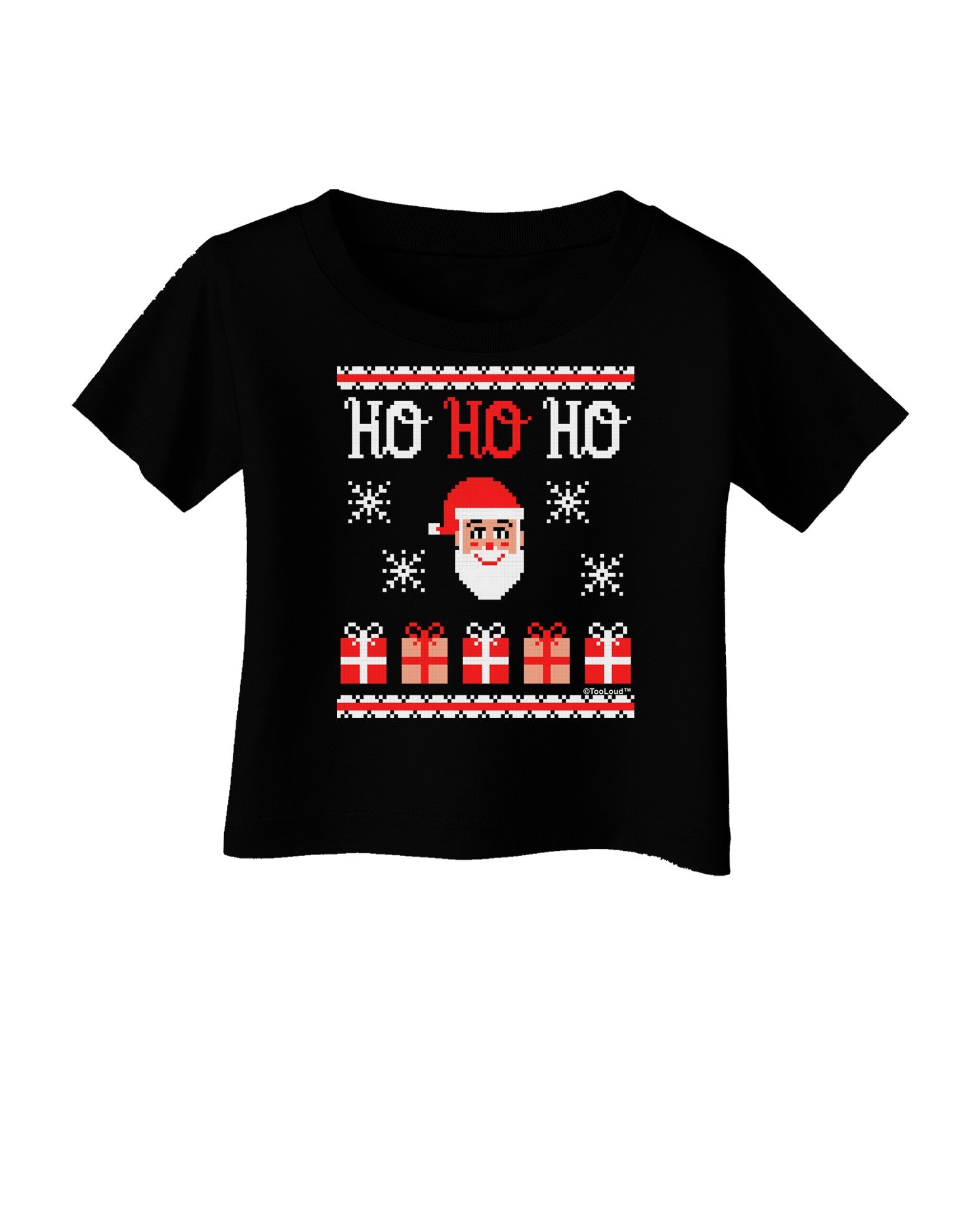 Ho Ho Ho Ugly Christmas Sweater Infant T-Shirt Dark-Infant T-Shirt-TooLoud-Black-06-Months-Davson Sales