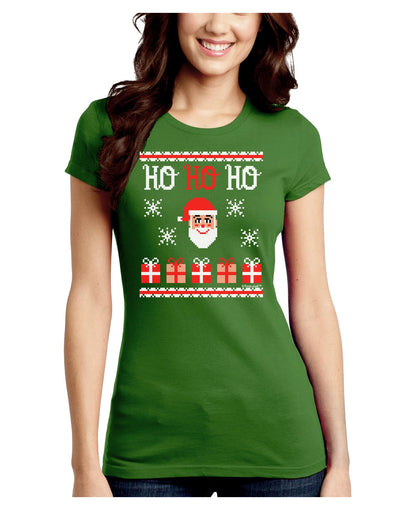 Ho Ho Ho Ugly Christmas Sweater Juniors Crew Dark T-Shirt-T-Shirts Juniors Tops-TooLoud-Kiwi-Green-Juniors Fitted Small-Davson Sales