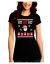 Ho Ho Ho Ugly Christmas Sweater Juniors Crew Dark T-Shirt-T-Shirts Juniors Tops-TooLoud-Black-Juniors Fitted Small-Davson Sales