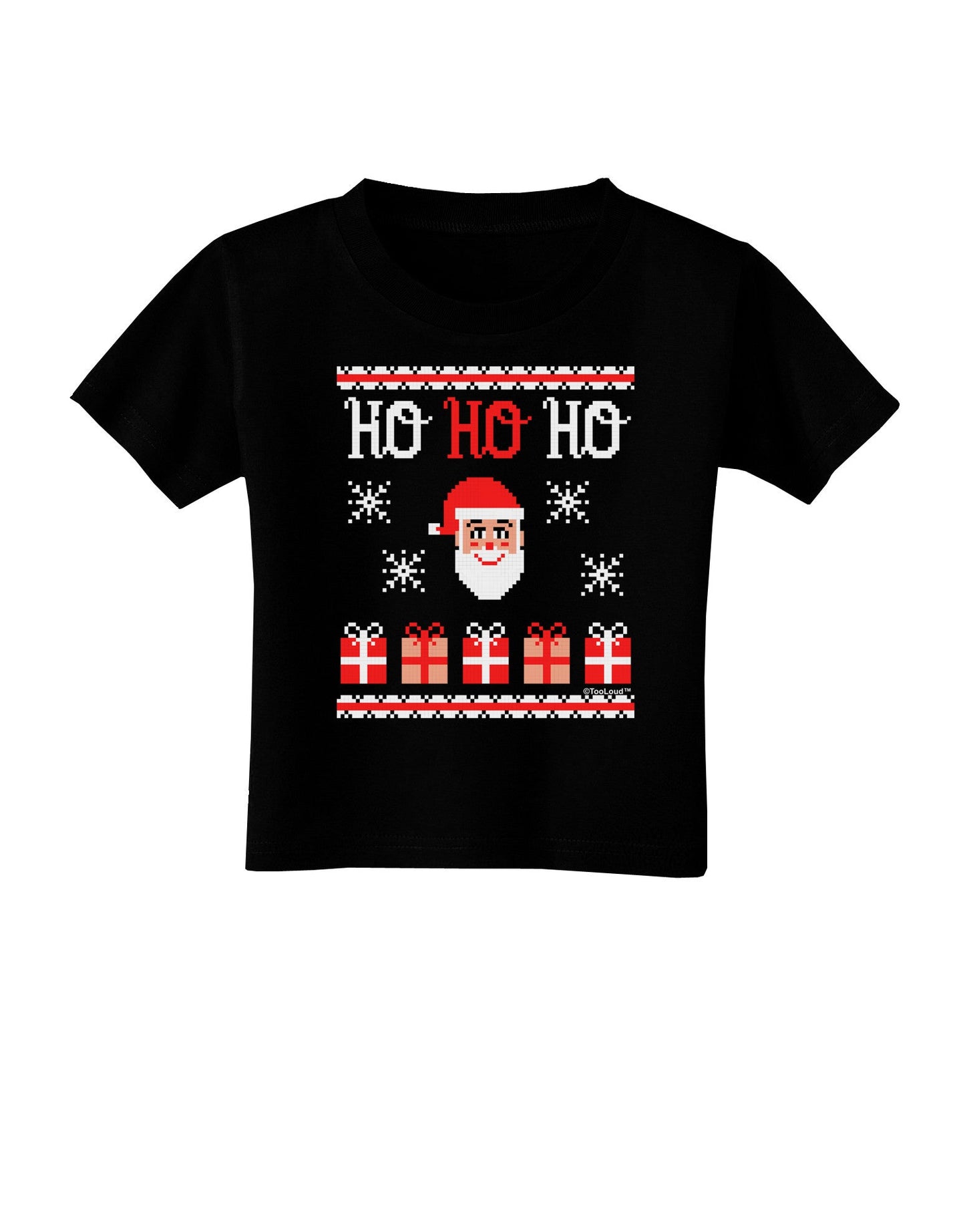 Ho Ho Ho Ugly Christmas Sweater Toddler T-Shirt Dark-Toddler T-Shirt-TooLoud-Black-2T-Davson Sales